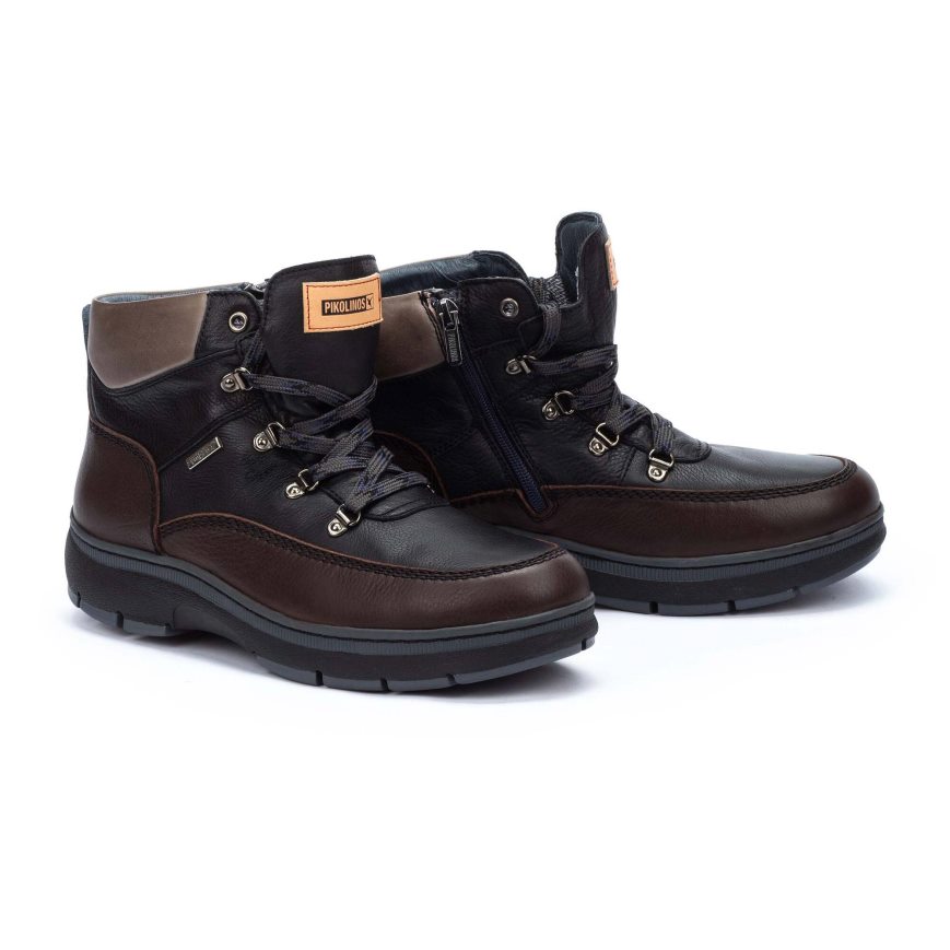 Men's Pikolinos CACERES Ankle Boots Black / Brown | NZ Q2753A1